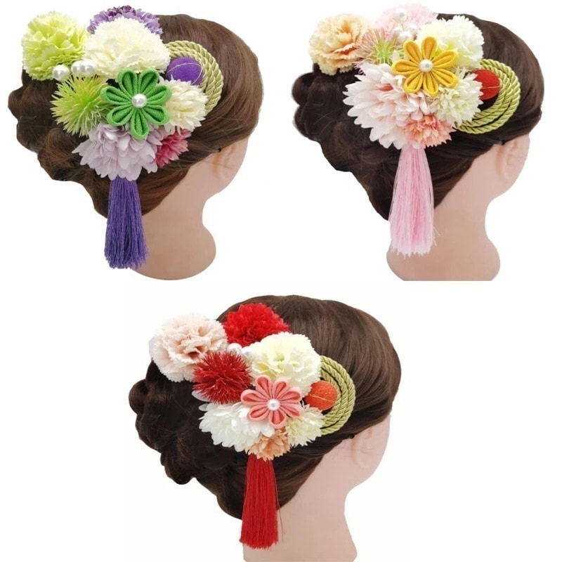 【1つ買うと1つ無料】【メガ割】3点セット 髪飾り 成人式 卒業式 造花 ヘアアクセサリードライフラワー 着物 浴衣 髪留め 花