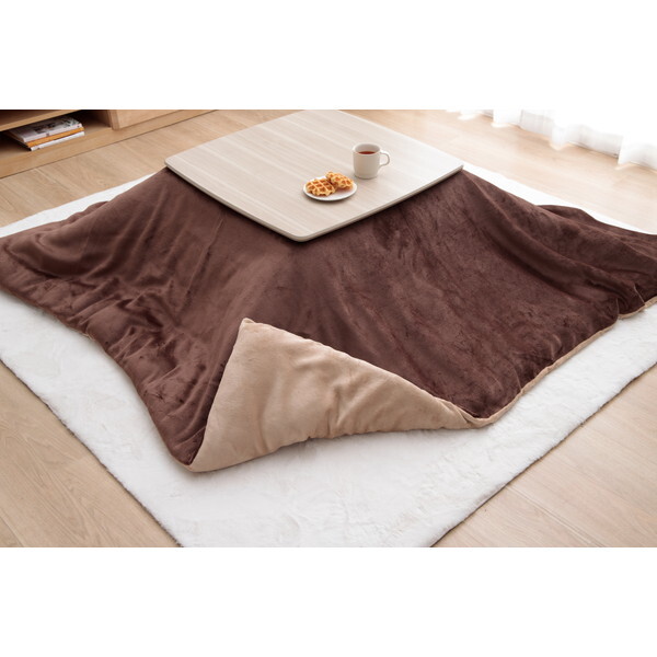 1172831020111 こたつ布団 上掛けカバー リバーシブル 正方形 無地 コンパクト 洗える ベージュ ブラウン 約190×190cm メーカー直送