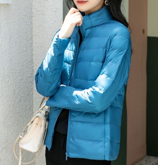 コート アウター ダウン ジャケット 超軽量 ショート丈 スタンドカラー ホワイトダックダウン シングルブレスト カジュアル レギュラースリーブ シンプル ジッパー 長袖 前開き 上品 おしゃれ 無地