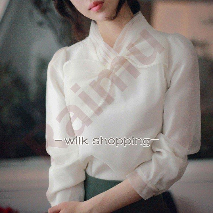 ブラウス シャツ レディース 40代 おしゃれ ブラウス フォーマル 蝶結び 長袖シャツ きれいめ シースルー リボンネック 韓国風トップス 通勤 着痩せ 白