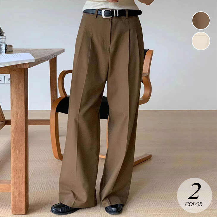 【 急速出荷】ハイウエスト ストレート パンツ レディース ゆったり プリーツ カジュアル 通勤 オフィス OL ビジネス ビジネススタイル オフィスカジュアル ストレートパンツ 韓国ファ