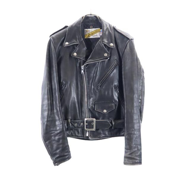 レザー ダブルライダースジャケット 36 ブラック系 裏キルト メンズ