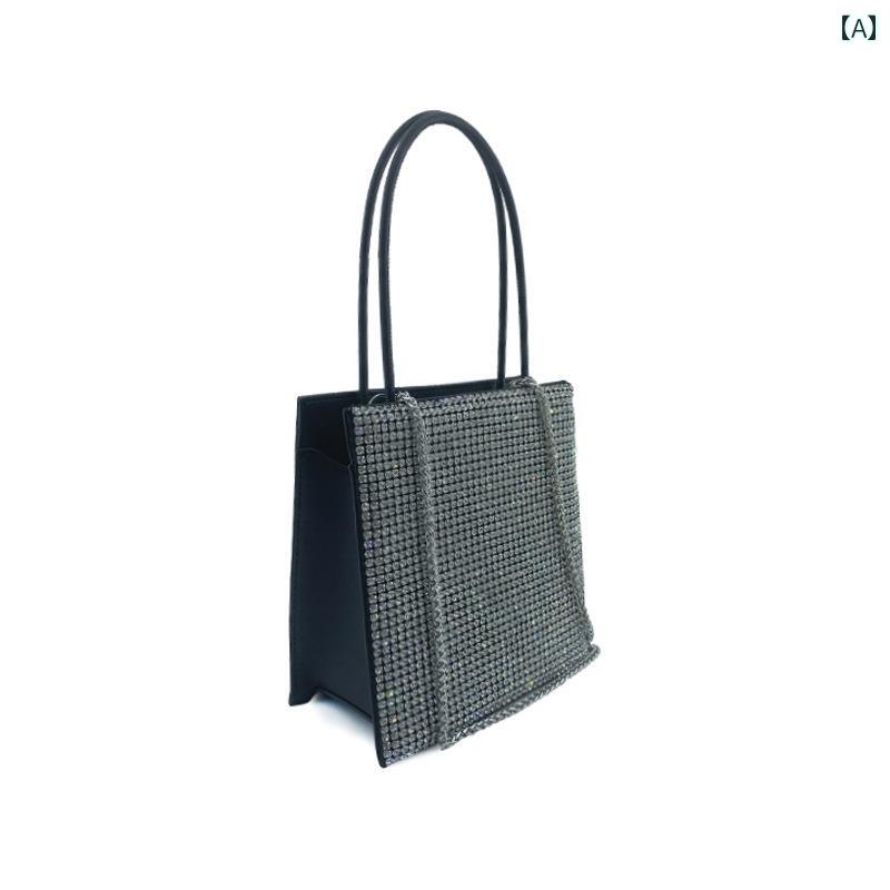 パーティーバッグ レディース 華やか クロスボーダー ラインストーン ハンドバック ファッション チェーン 大きめ シングル ショルダー クロス ボディバッグ 水平