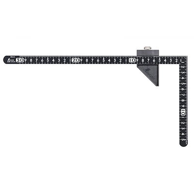 他サイト： シンワ測定 曲尺小型 サンデーカーペンター 30×15cm 表裏同目 ストッパー付 12442 ケガキ作業 45 90 高さ測定の商品画像