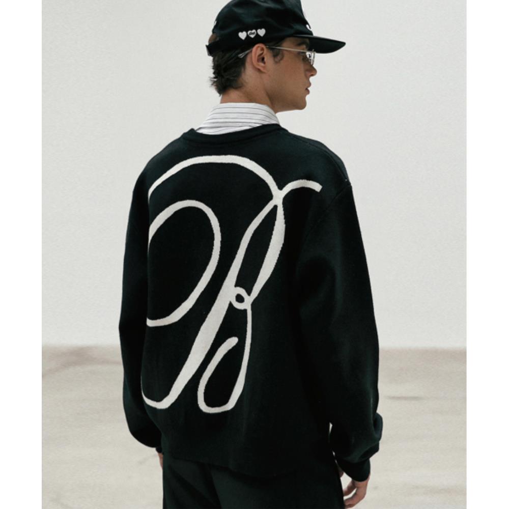 BADBLOOD Classic Big Logo Crewneck Sweater Black w-knt24