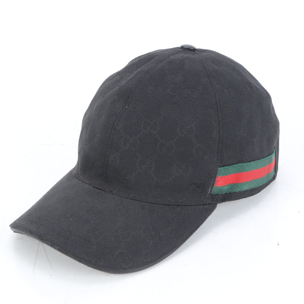 美品 GGキャンバス シェリー ライン レザー×キャンバス キャップ メンズ レディース RRE CQ30-7 中古