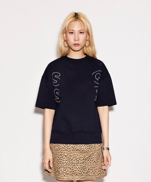 Curved Line Short Sleeve H / ACC_Navy [韓国直送]