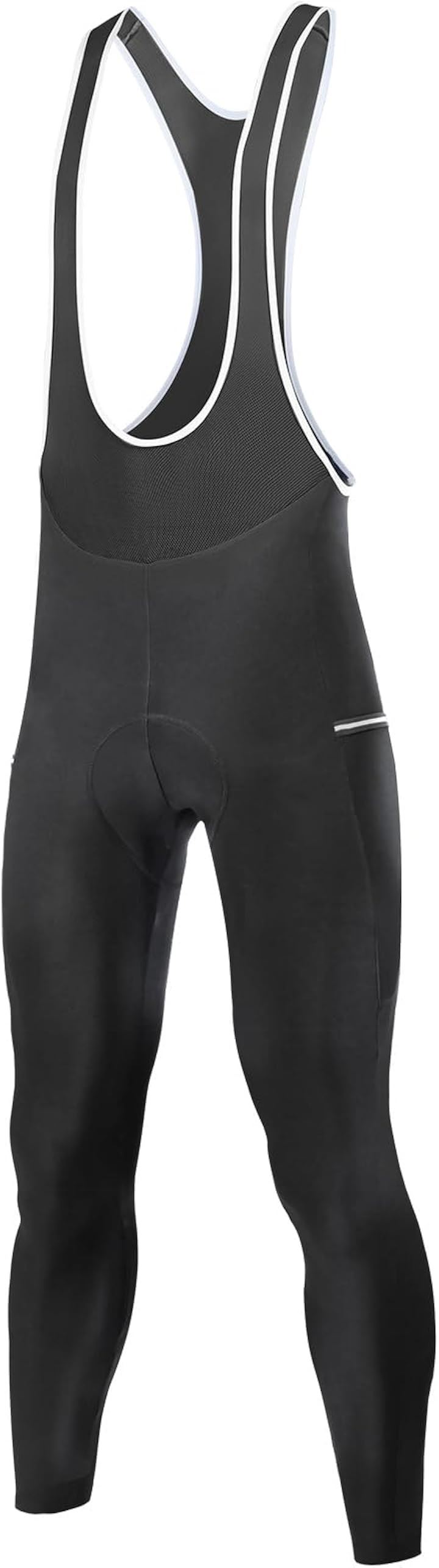 メンズ サイクルパンツ ビブパンツ 裏起毛 ロング サイクルウェア サイクルタイツ パッド 防寒 防風 自転車パンツ(ブラック, M)