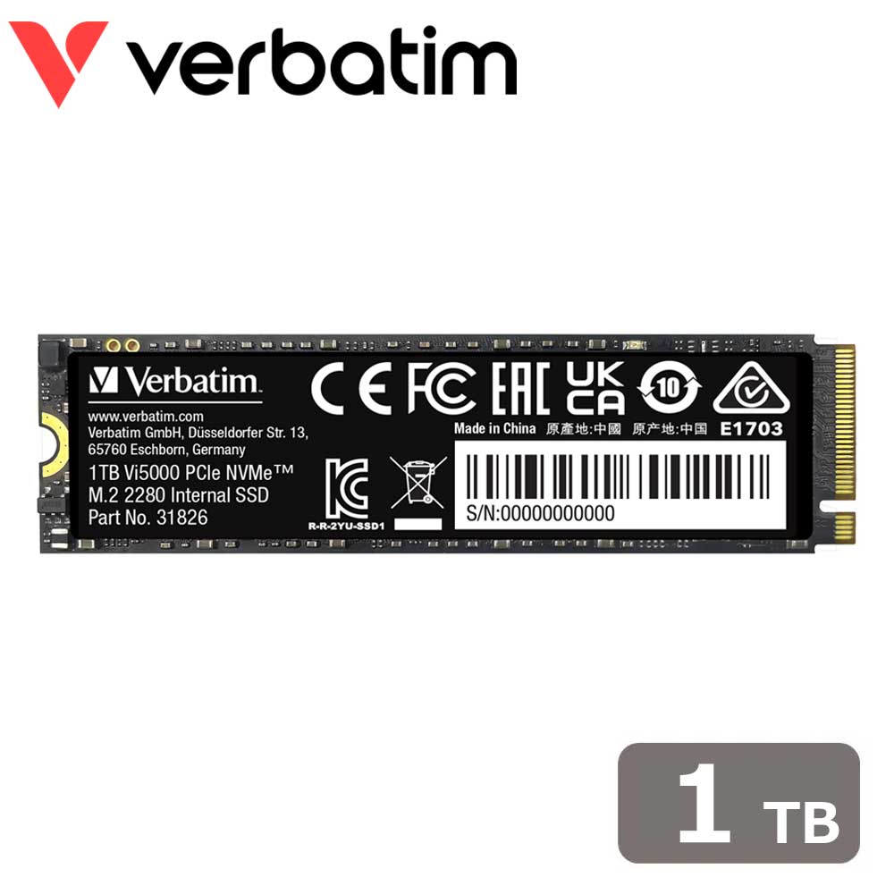 Verbatim（バーベイタム） 【国内正規品】Verbatim 内蔵SSD Vi5000 PCIe NVMe M.2 Gen4x4 1TB 31826J