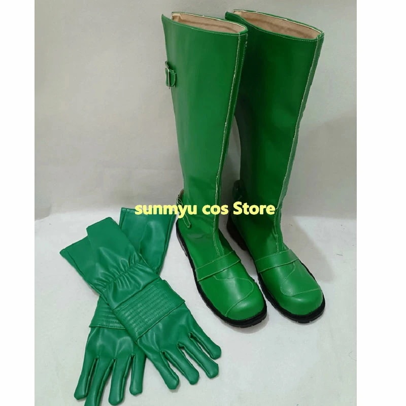 グリーン靴＋グローブセット　グリーン手袋　オーダーサイズ　 コスプレ靴　道具　通用