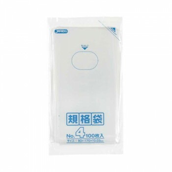 ジャパックス LD規格袋 厚み0.030mm No.4 透明 100枚x20冊x10箱 K-04