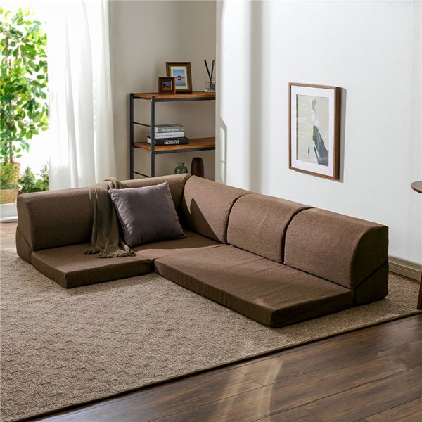 フロア コーナーソファ 3点セット ブラウン 1人掛け 2人掛け コーナー ソファセット フロアソファ ローソファ