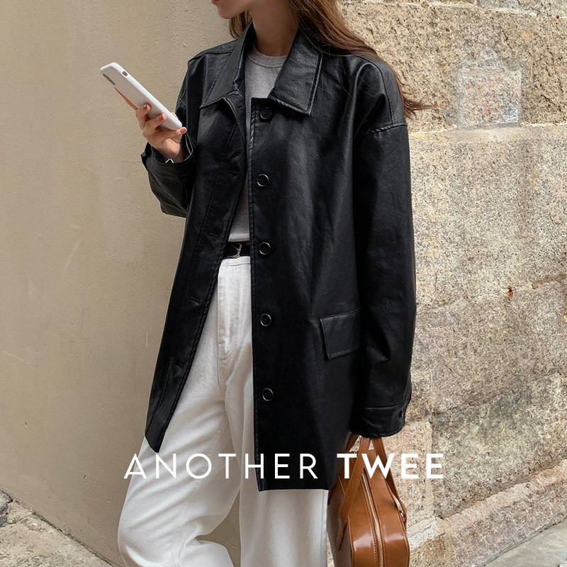 [tjk0414] 韓国ファッションレザーハーフジャケット