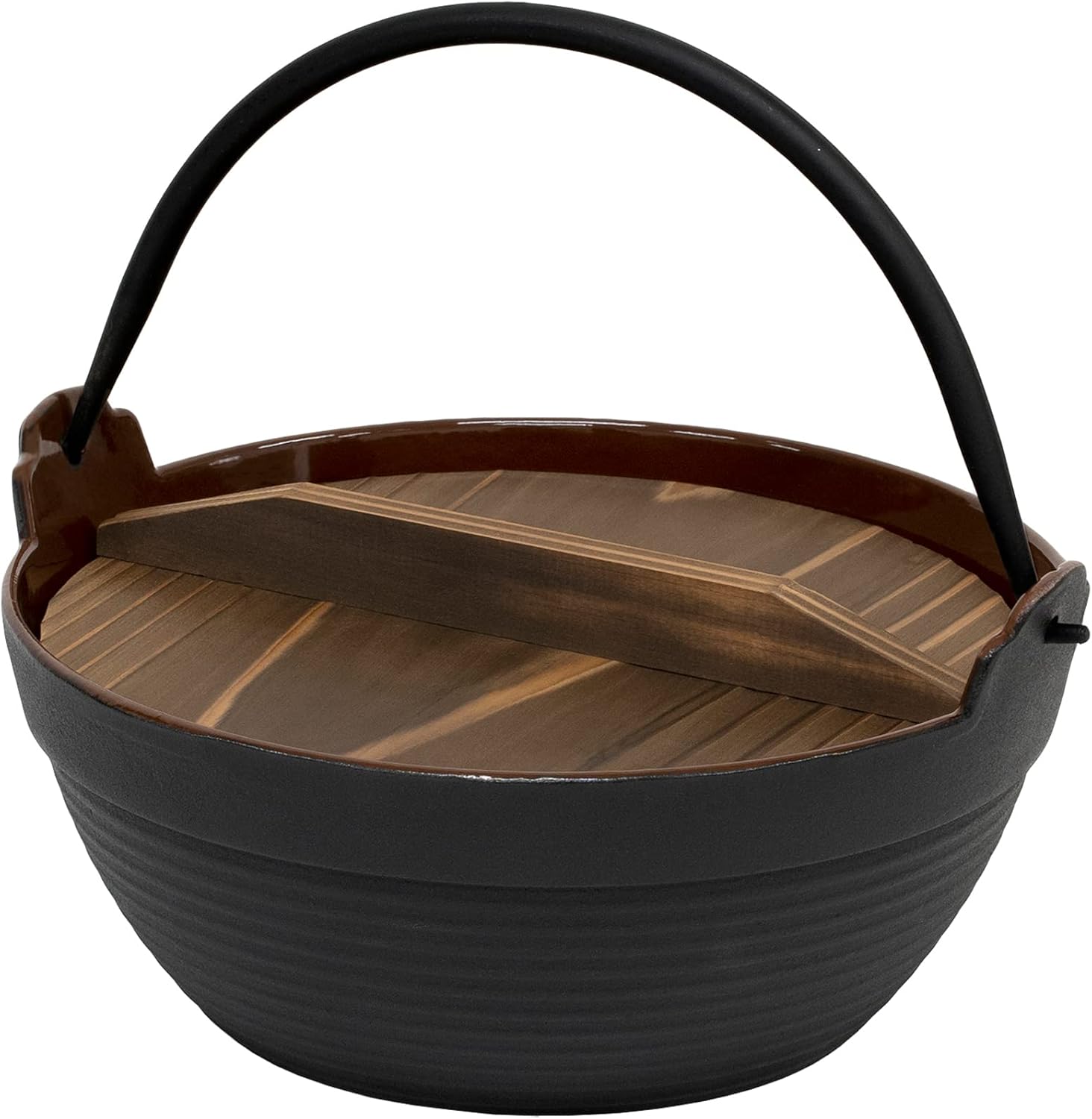 池永鉄工 IK電調専科 深型鍋 24cm 内茶ホーロー仕上 鋳鉄/フタ:天然木 中国 QHK3024