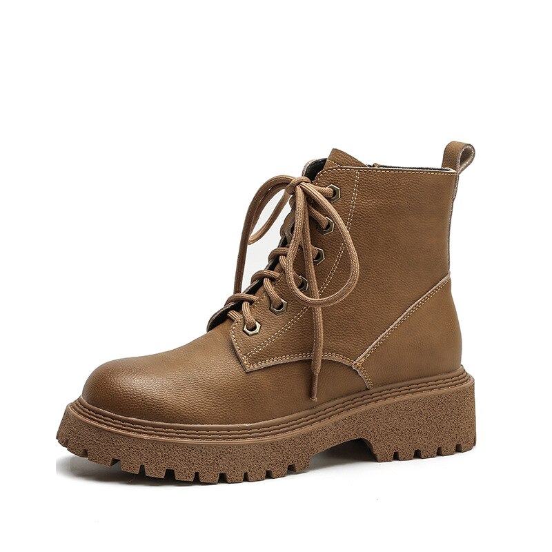 婦人靴の本革厚底マーチンブーツ女性の秋冬の太さと短靴女性の百合小柄で背が高く痩せた靴の子供