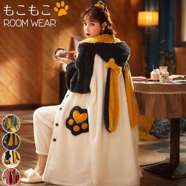 着ぐるみ パジャマ 大人用 ルームウェア 韓国 可愛い おしゃれ パーカー レディース モコモコ パジャマ もこもこ 裏起毛 ナイトウェア 部屋着 ふわふわ オーバ