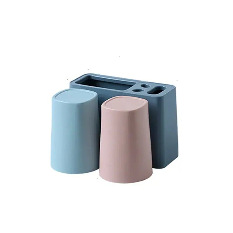 壁掛け式歯ブラシホルダー バスウォッシュセットには 2カップとセット 穴を開けずに簡単に取り付3