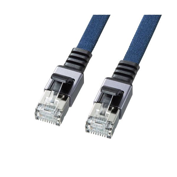 (5個セット) サンワサプライ カテゴリ6AメッシュフラットLANケーブル 5m ブルー KB-FL6AME-05BLX5
