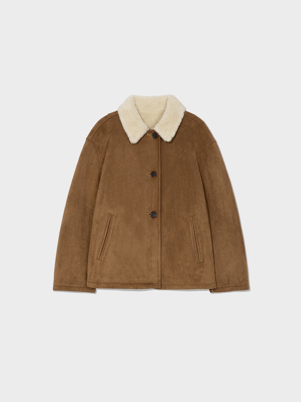 【LOW CLASSIC】25FW 3-BUTTON SUEDE SHEARLING JACKET : CAMEL