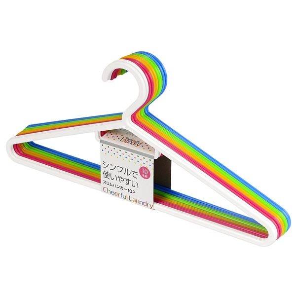 （まとめ） スリムハンガー/衣類ハンガー カラフル 10本組 プラスチック製 シンプル Cheerful Laundry 20個セット