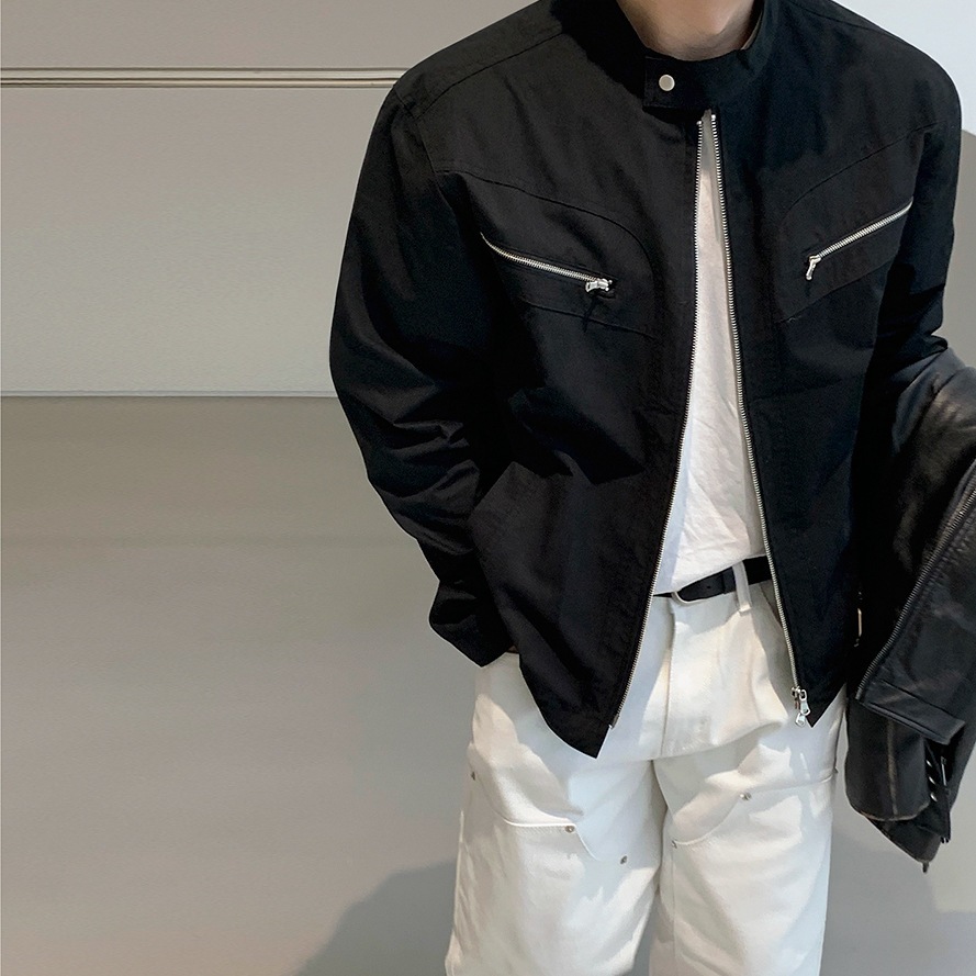 ニッチなハンサムトップスのトレンドの機能的な風のジャケットメンズ秋ルーズスタンドカラージャケット韓国語版
