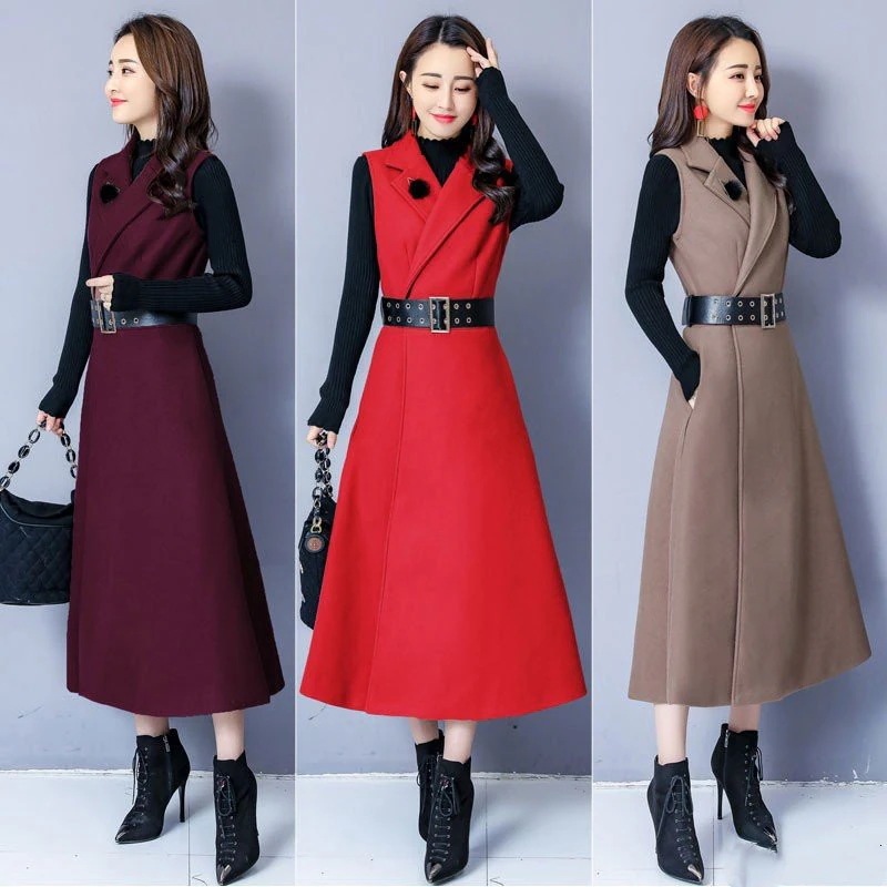 Hot!!!セットアップ ワンピース レディ ース 秋冬 2点セット ベストワンピ ニットセーター 長袖 Aライ