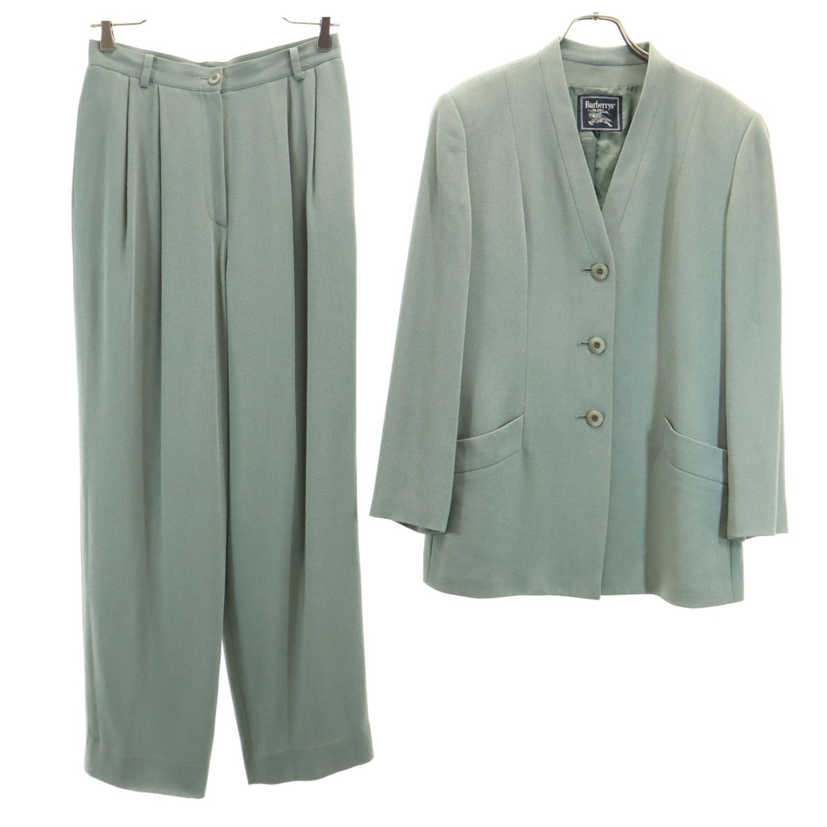 Burberrys バーバリーズ 90s オールド パンツスーツ 上下セットアップ 11 グリーングレー レディース 古着