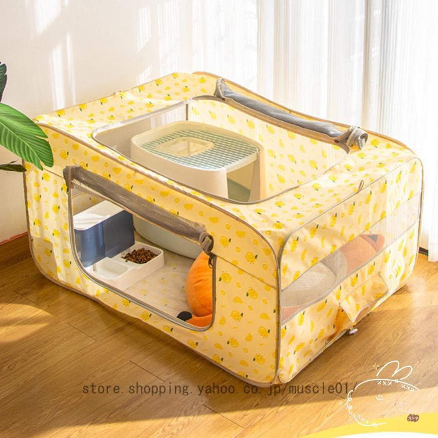 ペットサークル 折りたたみ 小動物 ペット ケージ メッシュ 長方形 屋根付き 防水 通気性 室内 猫の分娩室 小型犬 中型犬 動物フレンドルーム