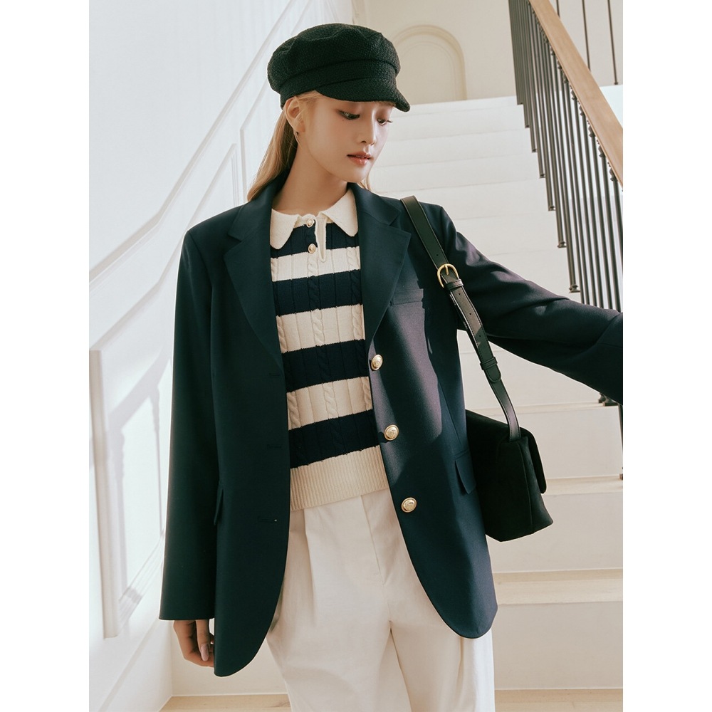 ROLAROLA 金ボタンシングルジャケット ネイビー