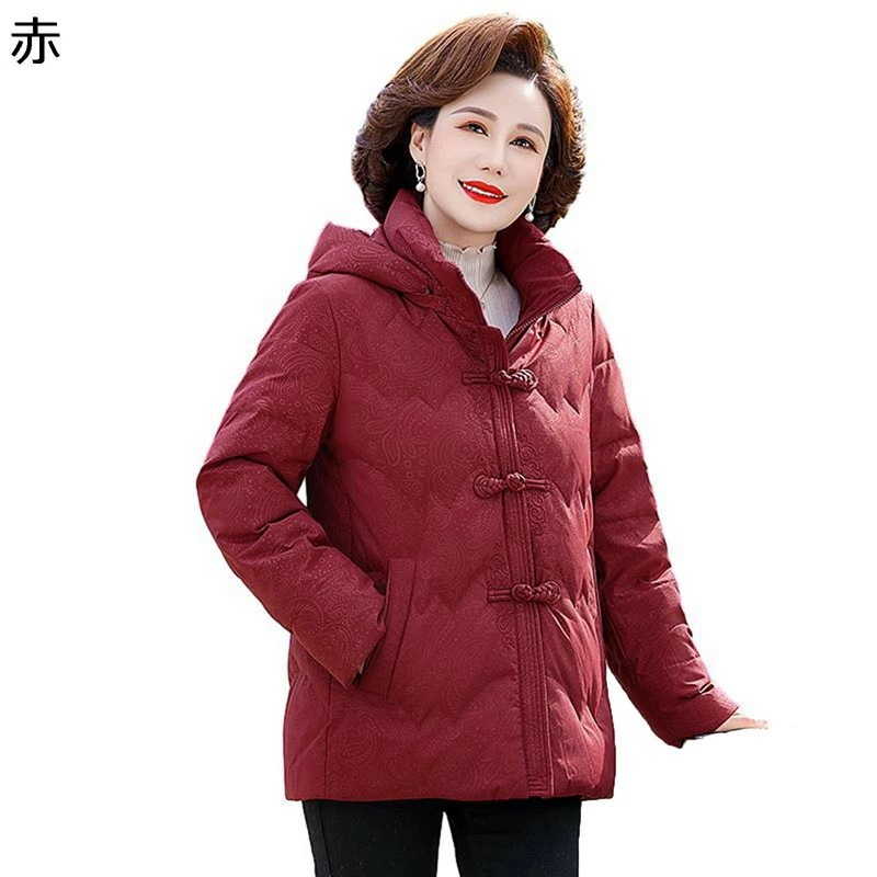 レディース ジャケット 防寒ジャケット ポケット プリント フード付き 長袖 中綿入れ 綿服 保温性 厚い アウトドア アウター コート 婦人 シニア 秋冬 お年寄り 中高年 60代 70代 80代