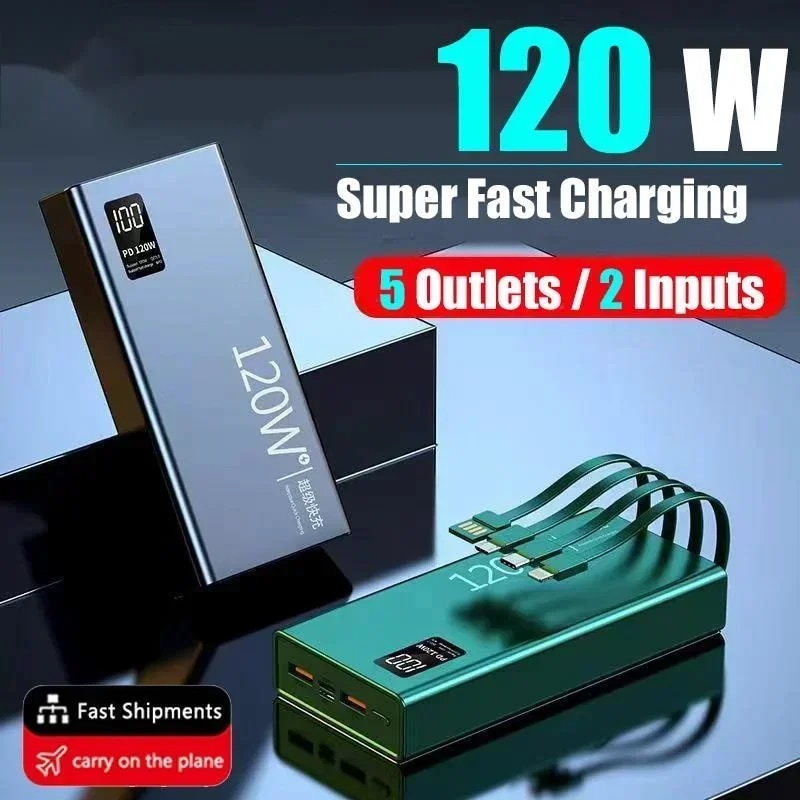 Huawei 4 in 1急速充電パワーバンク,iPhone, Samsung, Huawei, Xiaomi用のポータブルバッテリー充電器,120W, 50000mAh