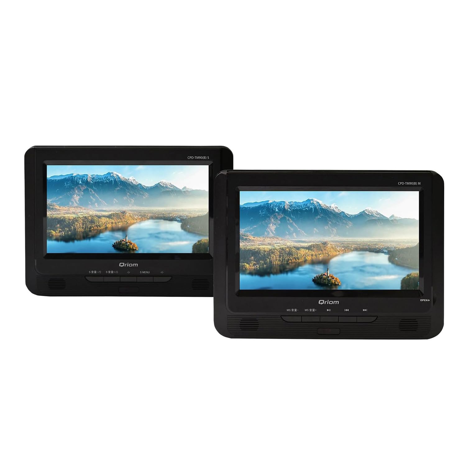 キュリオム ポータブルDVDプレーヤー CPRM対応 9インチ(16:9) ツインモニター AC/DC対応 TFT液晶 DVD CPD-TM90(B)