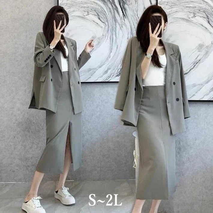 2L L M S 謝恩会 フォーマル 卒園式 お受験 結婚式 入園式 入学式 セレモニー レディース 美脚効果 カジュアル 卒業式 スリット ママスーツ スカートスーツ セット スーツ 2点セット