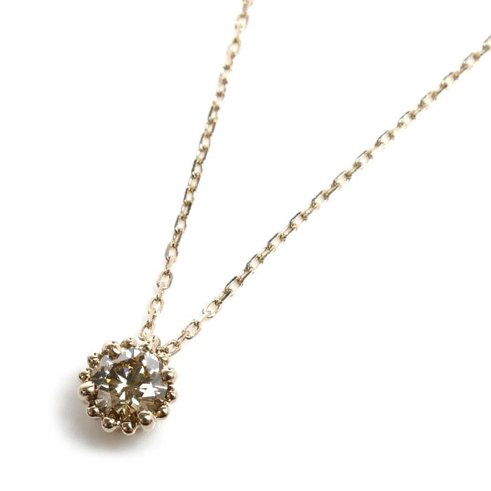 KASHIKEY カシケイ K18BG ネックレス ダイヤモンド0.20ct 1.5g -45cm フリーチェーン ミル打ち レディース 中古