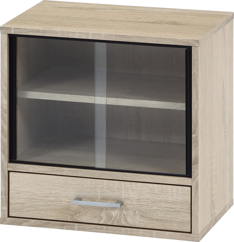 12人分の食器の収納に適したキャビネット【ミニキッチンキャビネット　ホワイトオーク】