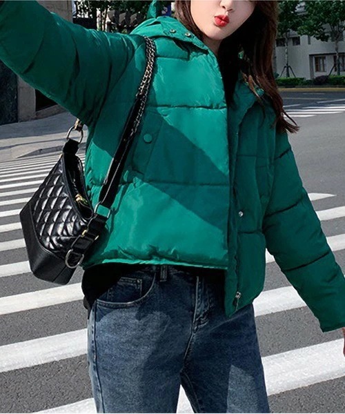 ダウン ダウンジャケット 中綿　フードブルゾン レディース