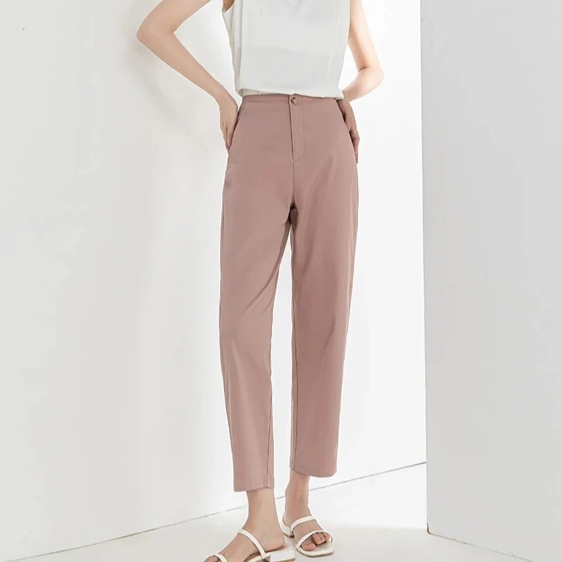 モーデール夏の新型九分パンツ大きいサイズ スラックスパンツ ハイウエストハーレムパンツ