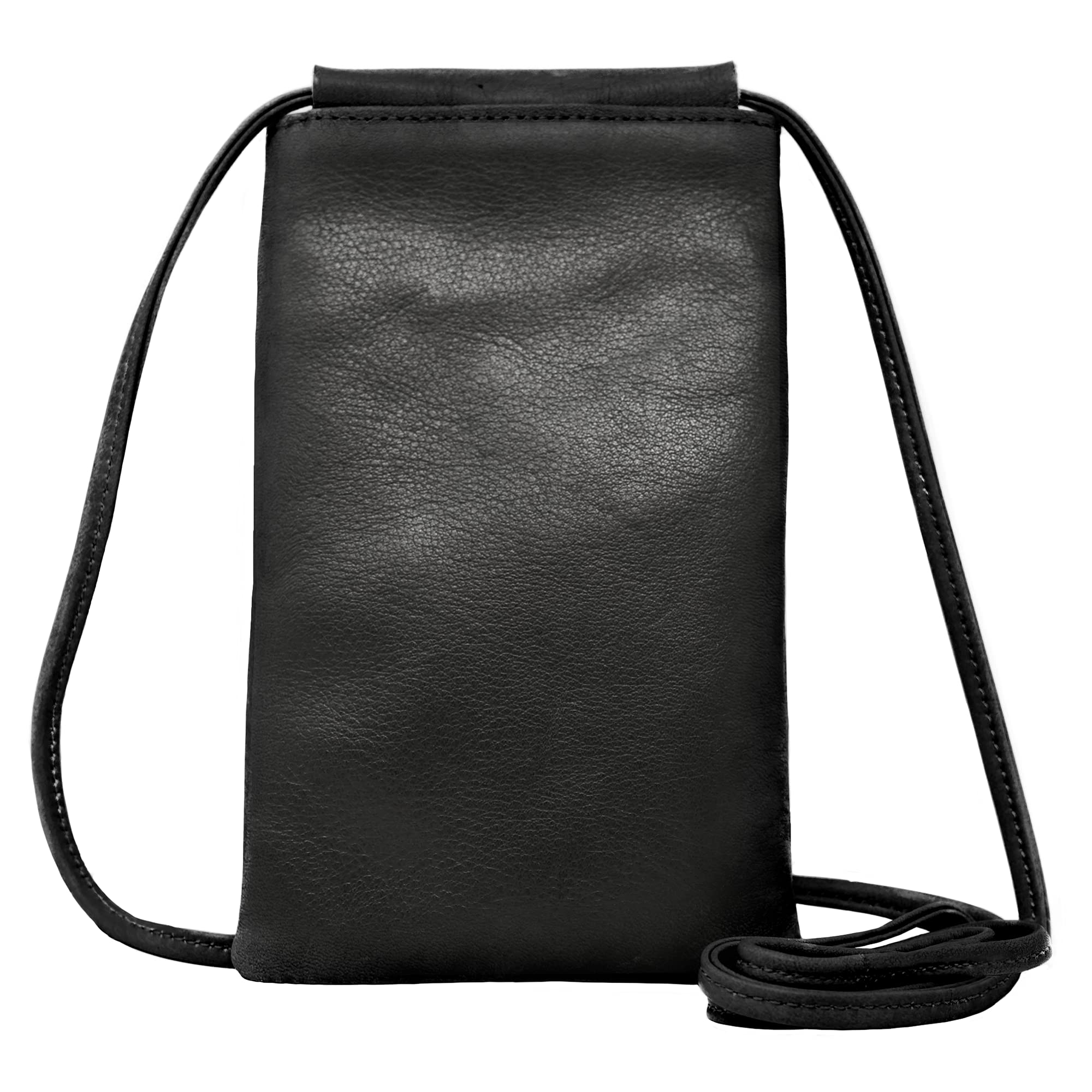 REOLF スマホポーチ 本革 日本製 ショルダーバッグ メンズ レディース 携帯ポーチ (Black)