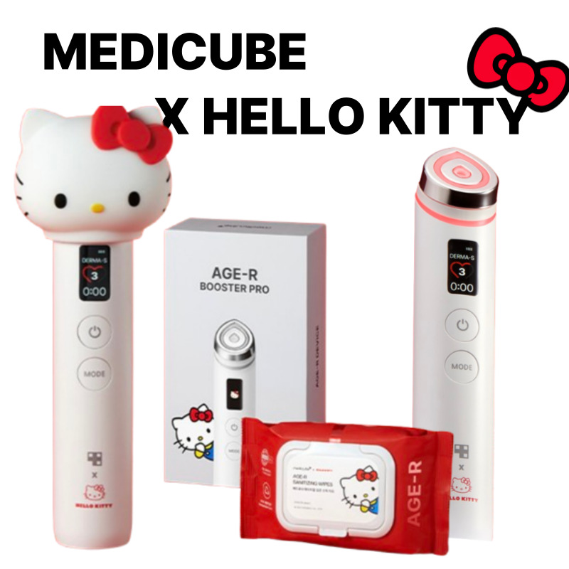 【ハローキティエディション】AGE-Rブースタープロ本品／美容機器／ハローキティコラボデザイン／キティ型キャップ付き／除菌用ウェットティッシュ付き／家庭用美顔器