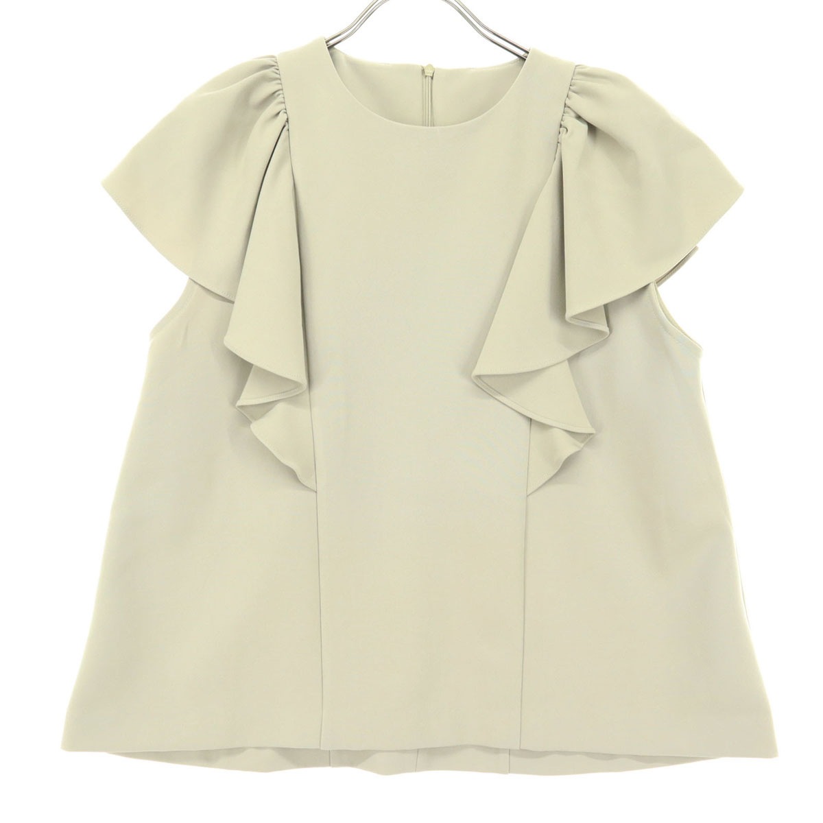 美品 SYSORUS シソラス フレンチスリーブ ブラウス F ベージュ フリル レディース 古着