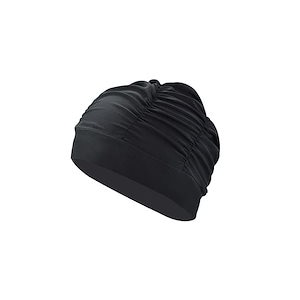 サムコス スイムキャップ レディース 容量大きめ 水泳帽 水泳スイムキャップ 締め付け緩め ロングヘアーに対応 水泳帽子 (黒)