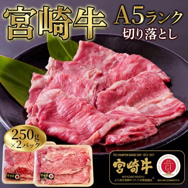 宮崎牛A5 切り落とし 500g 霜降り 最高級ランク ブランド 宮崎牛肉 牛切り落とし 冷凍 250gx2P