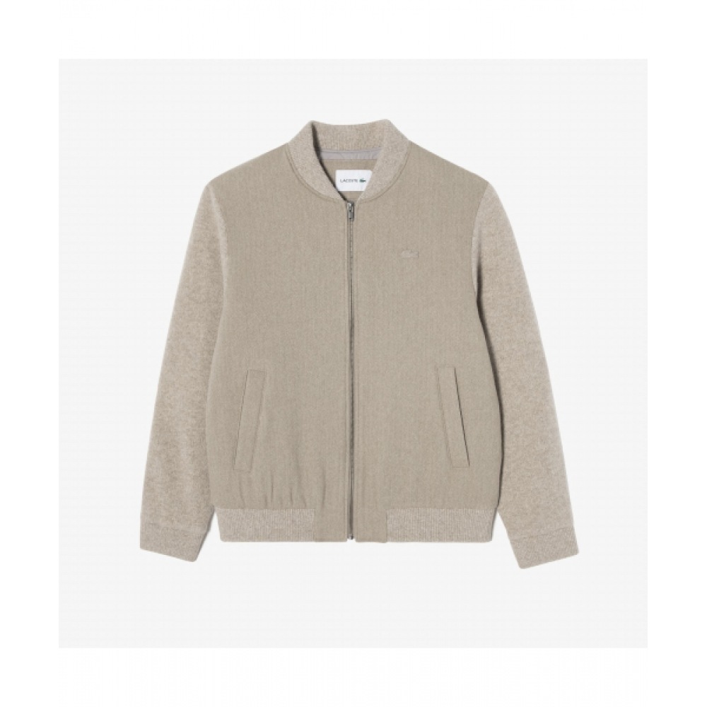 LACOSTE メンズスタジアムネックウールハイブリッドジャケット [ベージュ]