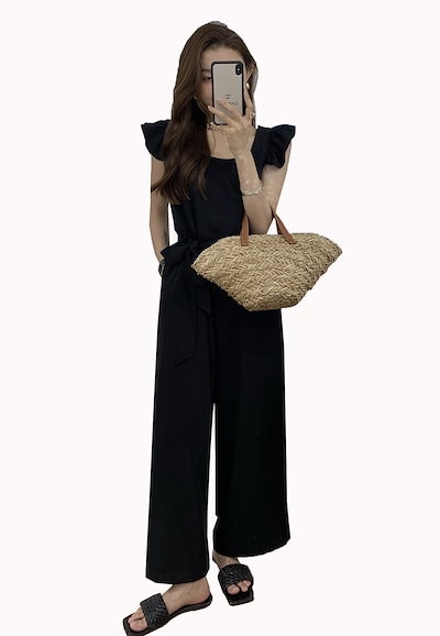 【INDIVI】未使用　オールインワン　ノースリーブ　パンツ　サイズ44 INDIVI】未使用 オールインワン ノースリーブ パンツ サイズ44