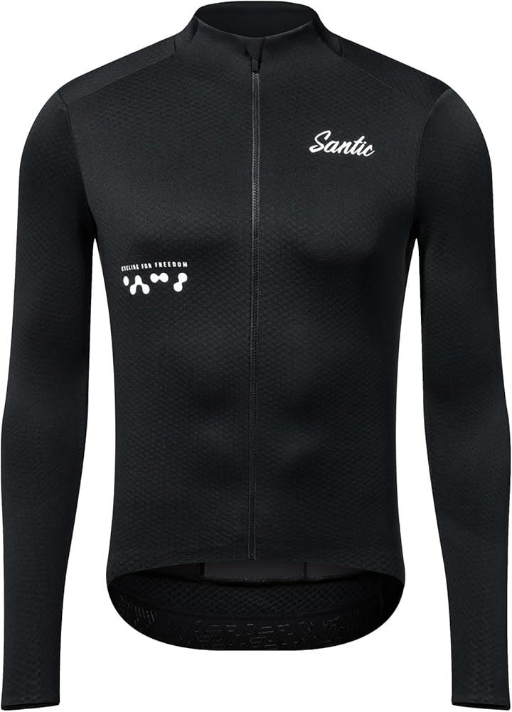 メンズ サイクルジャージ 秋冬 長袖 裏起毛 サイクルジャケット サイクルウェア 防風 防寒 ロードバイクウェア サイクリングジャージ 保温 ウインドブレーカー(ブラック, L)