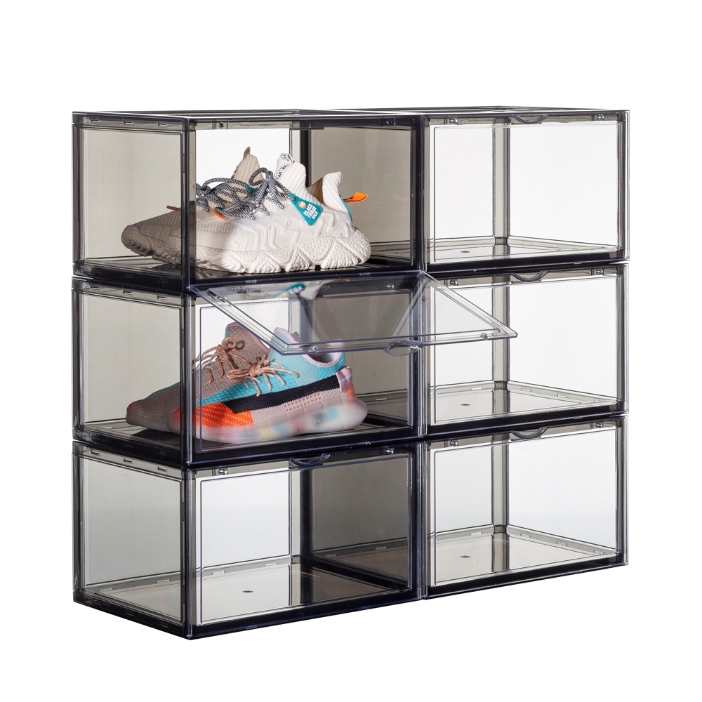 シューズボックス スニーカーボックス クリア ブラック 6個セット 靴 収納 箱