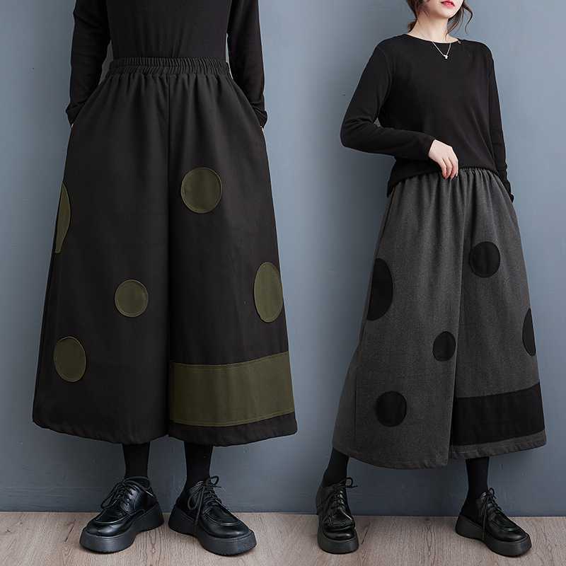 「ファットガール」 2024秋新品 ワイドパンツ ゴム 水玉 大きいサイズ 体型カバー レディース キュロットスカート メガ割30%までに制限 4,776円