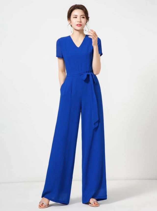 数量限定 半袖 オフィス 大きいサイズ お呼ばれ パンツ ドレス 3L 5L ウエストリボン ジャンプスーツ 20代 レディース 結婚式 30代 4L かっこいい パーティードレス 通勤服 シンプル 4,929円