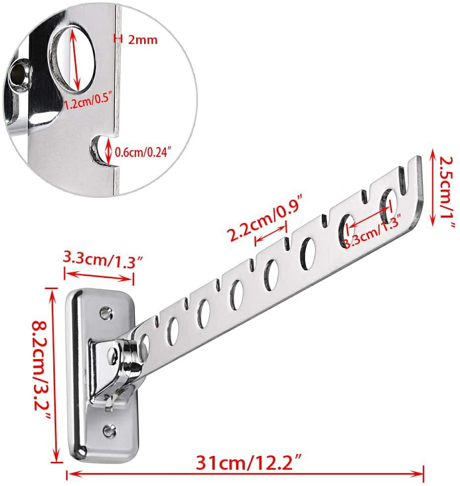 折り畳み式 壁掛けフック ウォールハンガー 8連 ステンレス 壁掛けフック ネジ式 壁収納 回転可能 省スペース