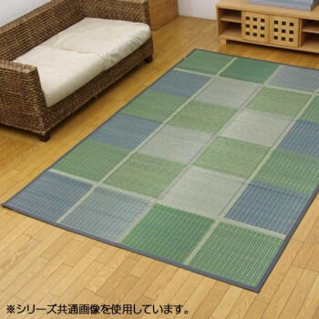 純国産 い草花ござカーペット ラグ 『FUBUKI』 グリーン 江戸間6畳（約261x352cm） 4112206